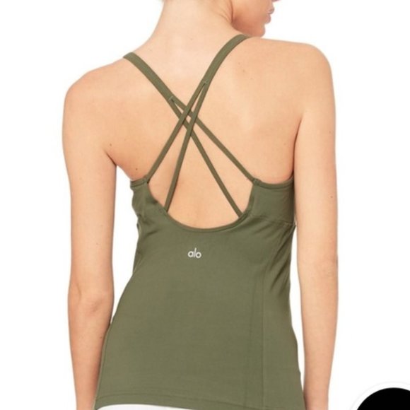 ALO Yoga Tops - Alo Yoga Green Lotus Bra Tank Top Sz.XS